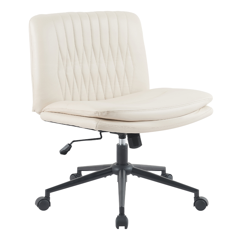 Beige Fabric Walang Armless Wide Home Office Chair (X-5128)