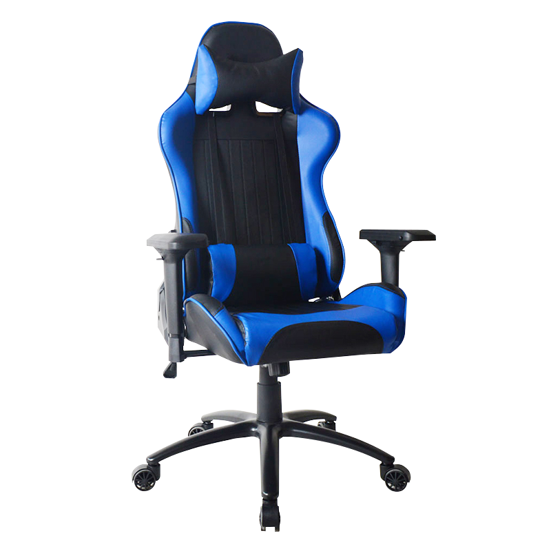 Blue Adjustable Lift Painting Metal Base Gaming Chair(Y-2624)