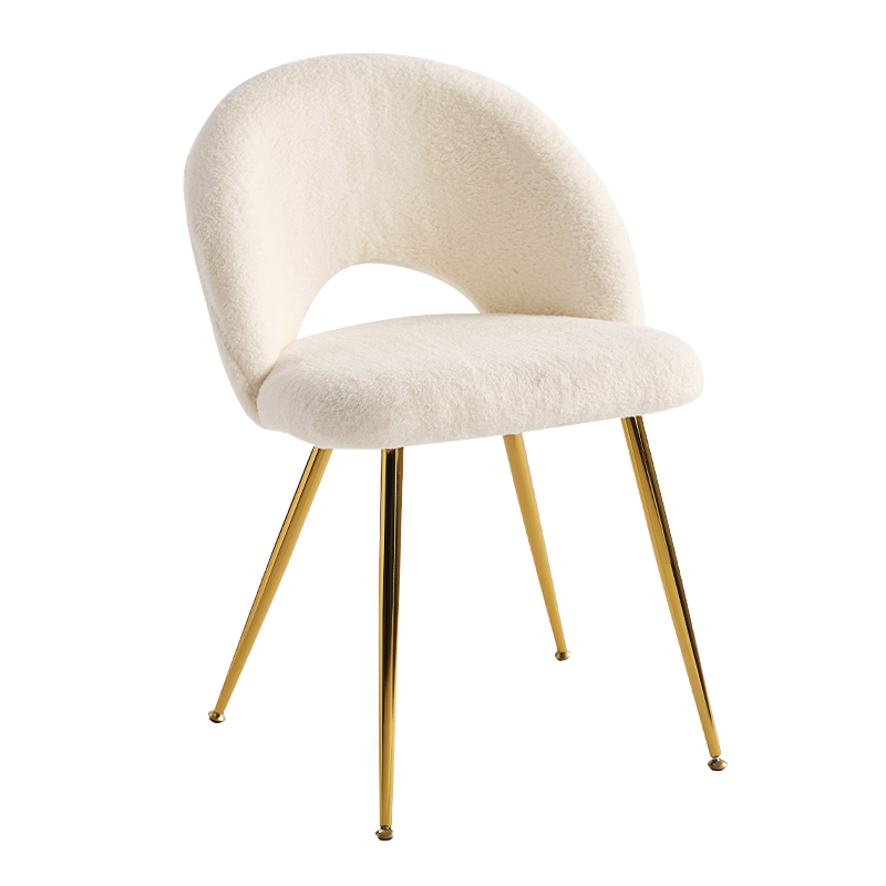 White Low Back Velvet Gold Legs Dining Chair (Y-C15)
