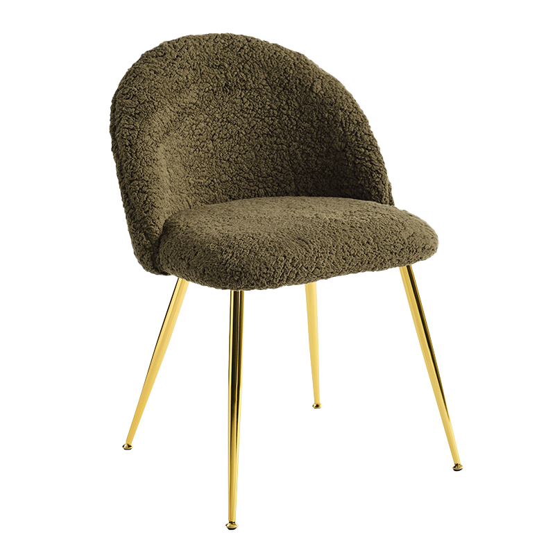 Green Teddy Fleece Dining Chair na may Golden Base(Y-C16)