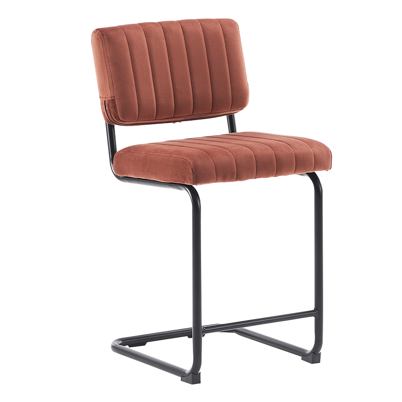 Camel Velvet Low Back Height Counter Stool Chair(Y-C02)