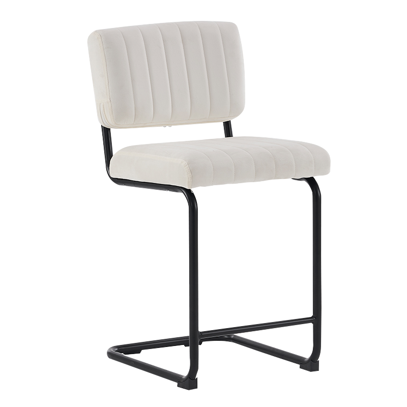 White Velvet Low Back Height Counter Stool Chair(Y-C02)