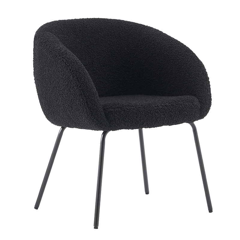 Black Teddy Fleece Low Back Barrel Armchair(Y-C06)