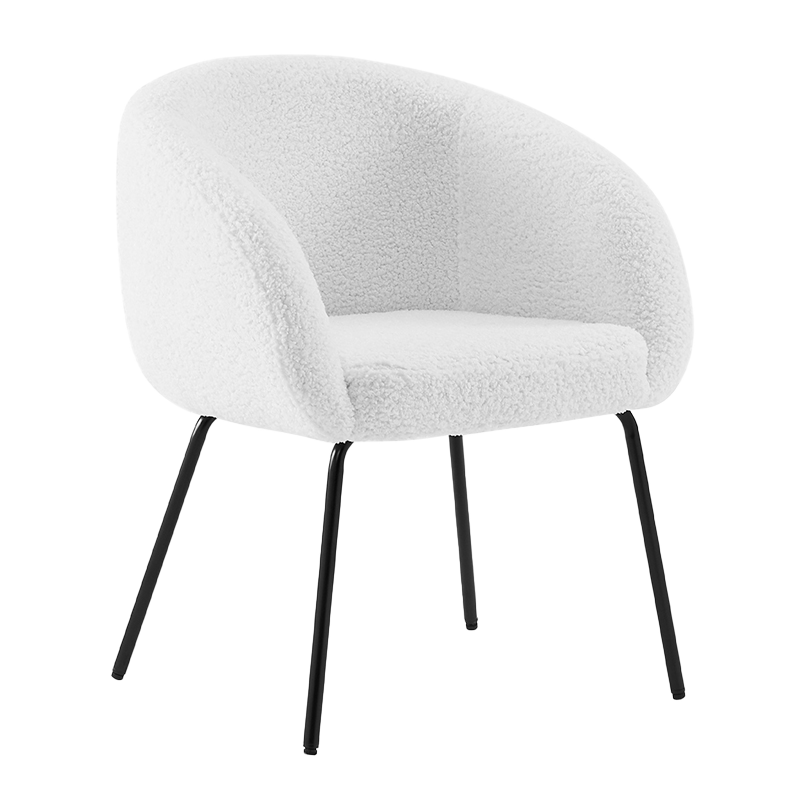 White Teddy Fleece Low Back Barrel Armchair(Y-C06)