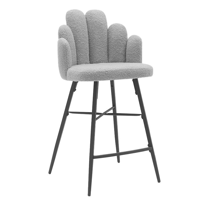 Gray Metal Teddy Fleece Throne Counter Stool Chair(Y-C13)