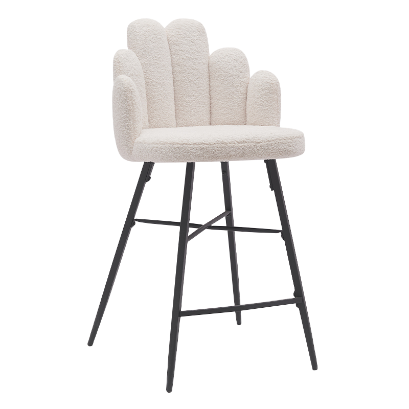White Metal Teddy Fleece Throne Counter Stool Chair(Y-C13)