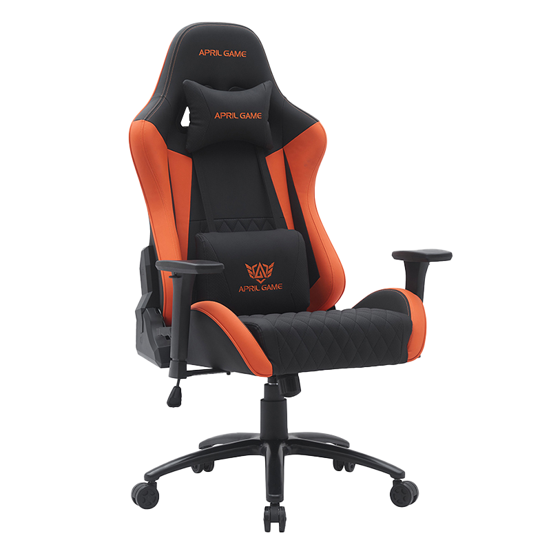 Orange Modern Swivel Gaming Chair na may Adjustable 3D Armrests(T-7122)