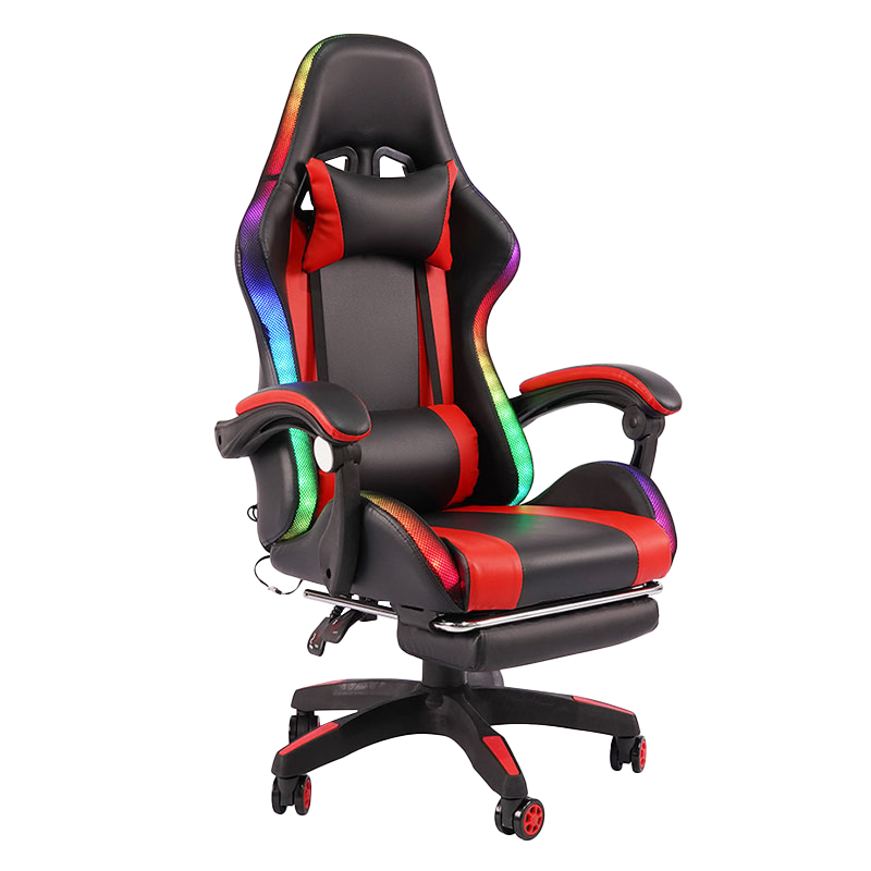 Red Professional Swivel Recling RGB Gamer Adjustable Armrest Led Gaming Chair na May Footrest(Y-2442)