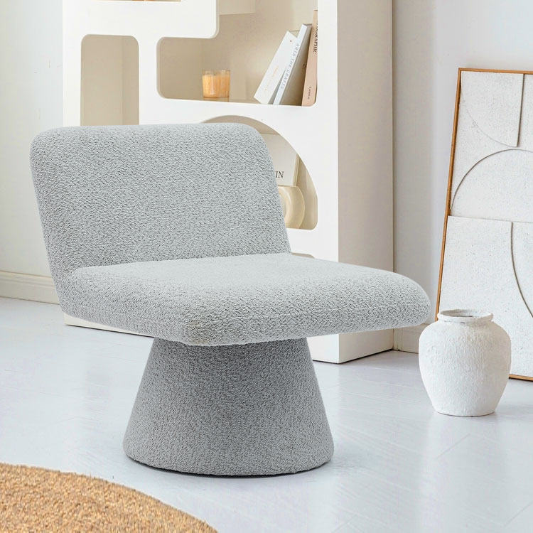 Modernong Gray Upholstered Swivel Lounge Accent Chair Tela na Sala na Single Sofa Chair(GY-642)