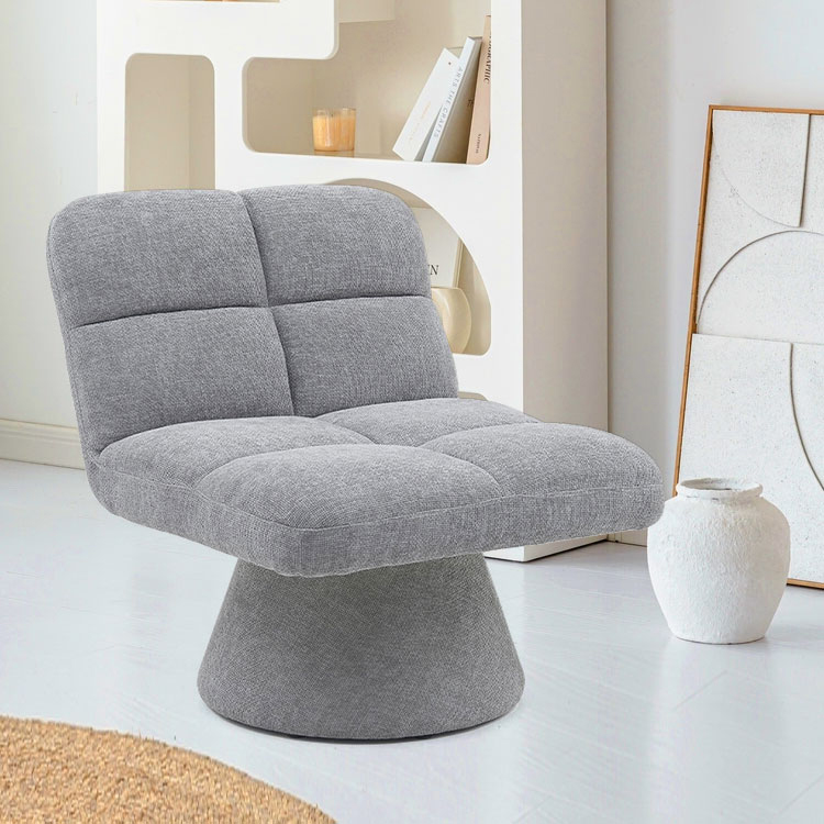 Tahanan Contemporary Nordic Unique Armless Fabric Soft Cushion Swivel Sofa Chairs para sa Living Room na may Rotating Base(GY-643)