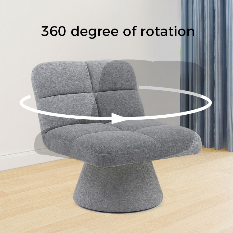 Tahanan Contemporary Nordic Unique Armless Fabric Soft Cushion Swivel Sofa Chairs para sa Living Room na may Rotating Base(GY-643)
