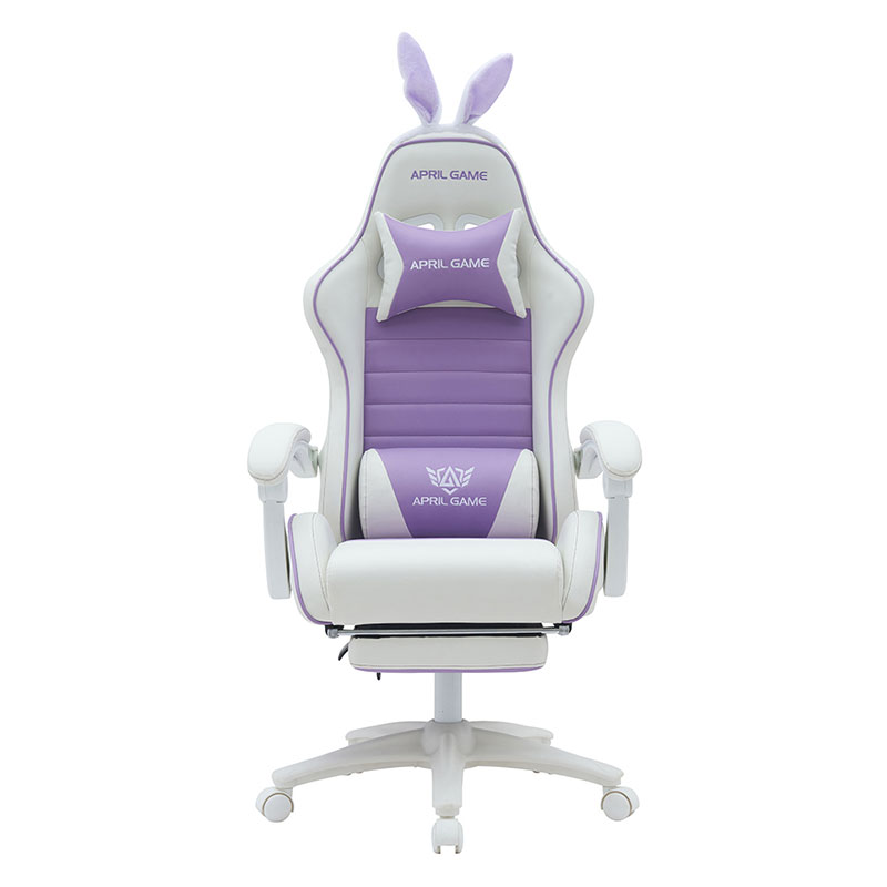 Synthetic Leather 360 Swivel PVC PU Comfortable Reclining cute white purple Girl Gaming Chair Silla Gamer for Racing(T-7114B)
