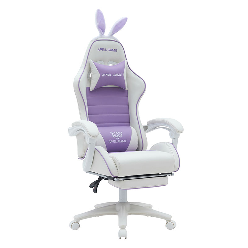 Synthetic Leather 360 Swivel PVC PU Comfortable Reclining cute white purple Girl Gaming Chair Silla Gamer for Racing(T-7114B)
