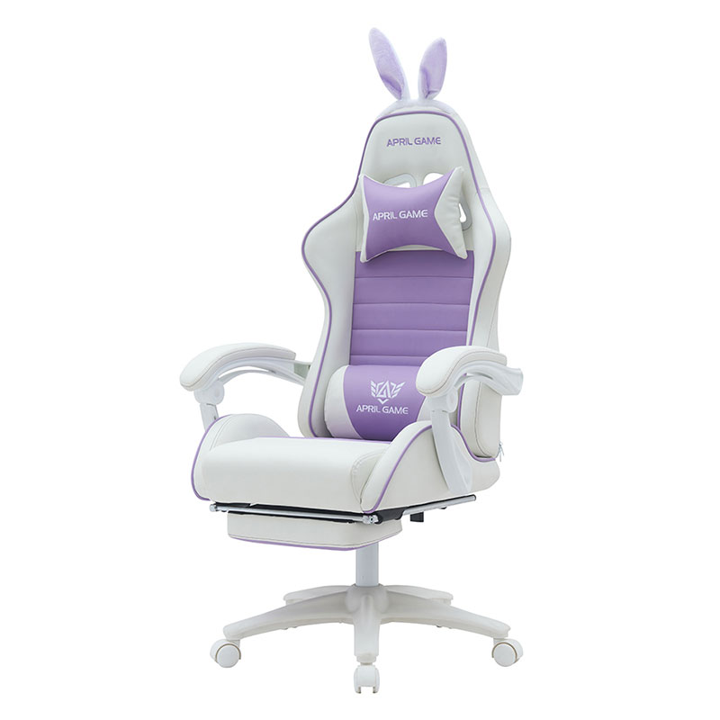 Synthetic Leather 360 Swivel PVC PU Comfortable Reclining cute white purple Girl Gaming Chair Silla Gamer for Racing(T-7114B)