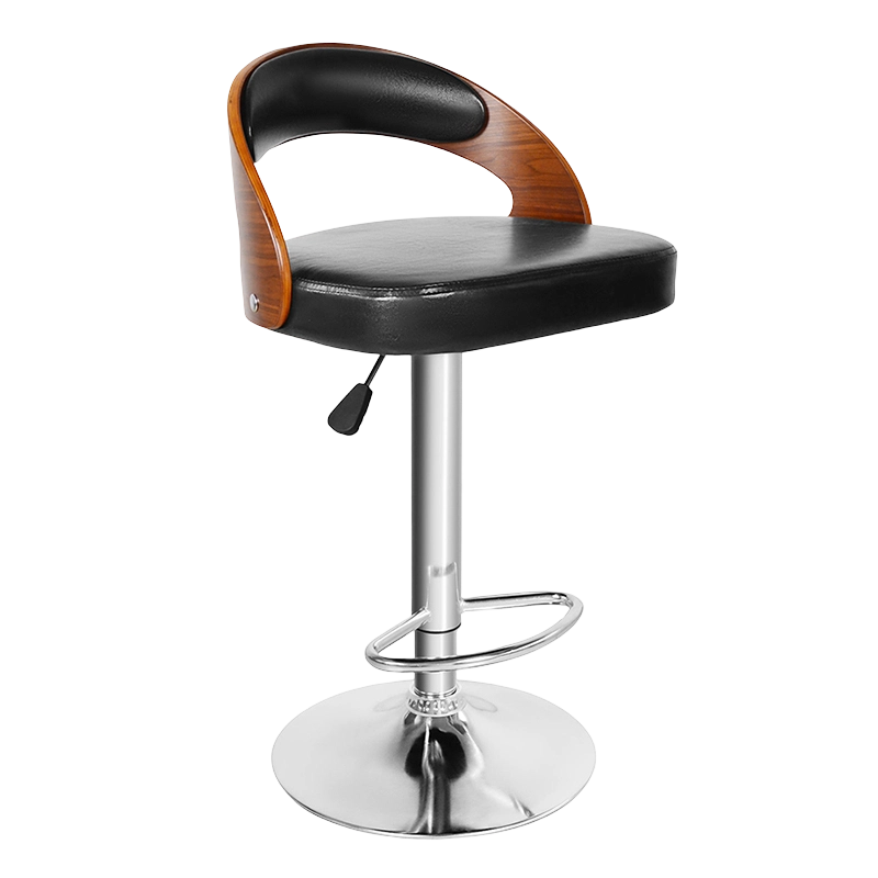 Swivel Simple PU Low Wood Back Bar Stool (GY-634)