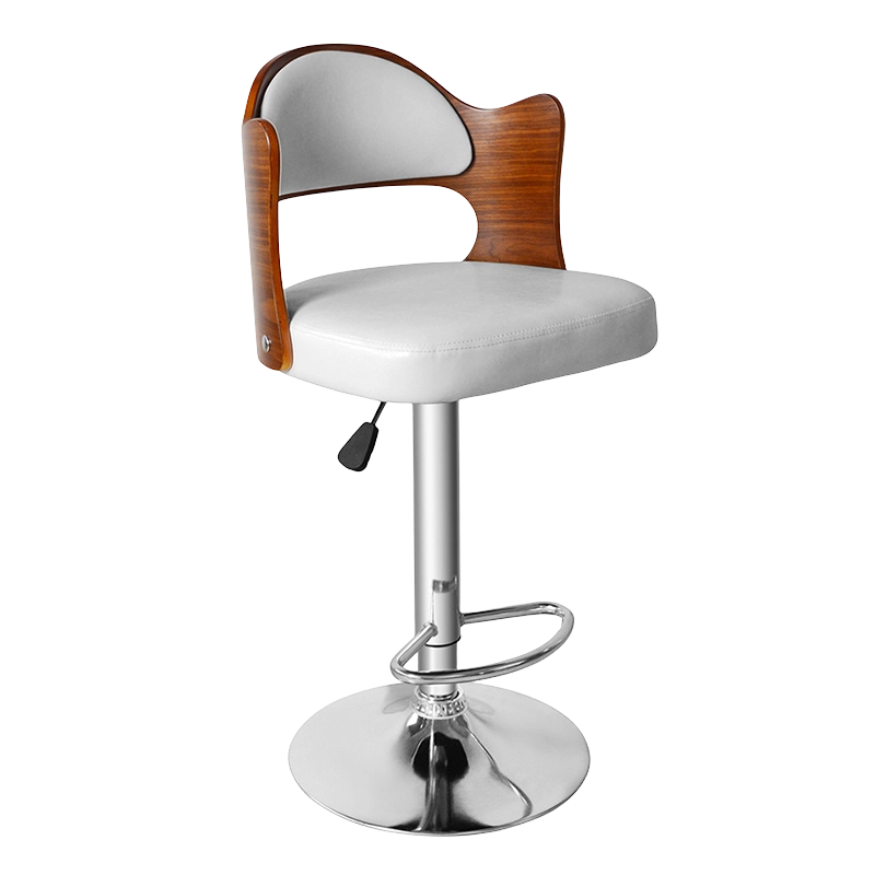 Leather Low Round Wood Likod Adjustable Bar Stools Chair (GY-636)