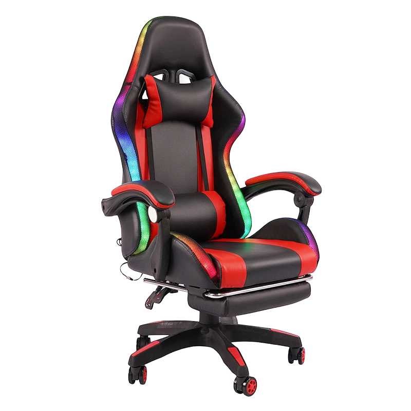 Red Professional Swivel Recling RGB Gamer Adjustable Armrest Led Gaming Chair na May Footrest(Y-2442)