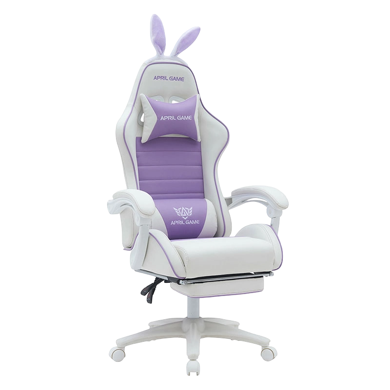 Synthetic Leather 360 Swivel PVC PU Comfortable Reclining cute white purple Girl Gaming Chair Silla Gamer for Racing(T-7114B)