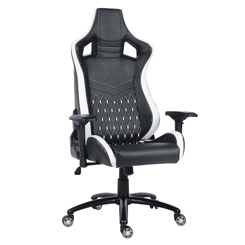 2D armrest Black at white High Back Racing King Gaming Chair na may (Y-2518)